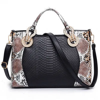 2016 Snake Skin Bags Women Handbag Luxury Serpentine PU Leather Handbags Women Hand Bags Designer Famous Brand Shoulder Bag Tote