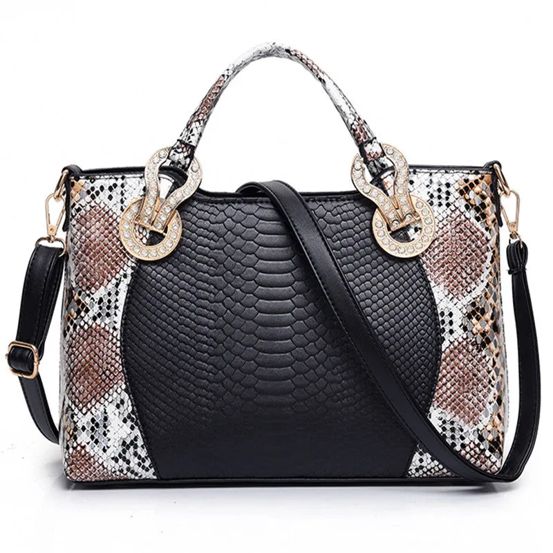 2016 Snake Skin Bags Women Handbag Luxury Serpentine PU Leather Handbags Women Hand Bags Designer Famous Brand Shoulder Bag Tote