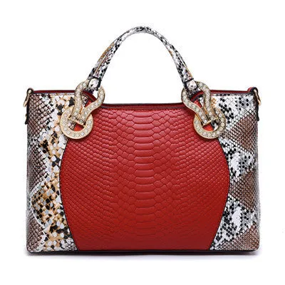 2016 Snake Skin Bags Women Handbag Luxury Serpentine PU Leather Handbags Women Hand Bags Designer Famous Brand Shoulder Bag Tote