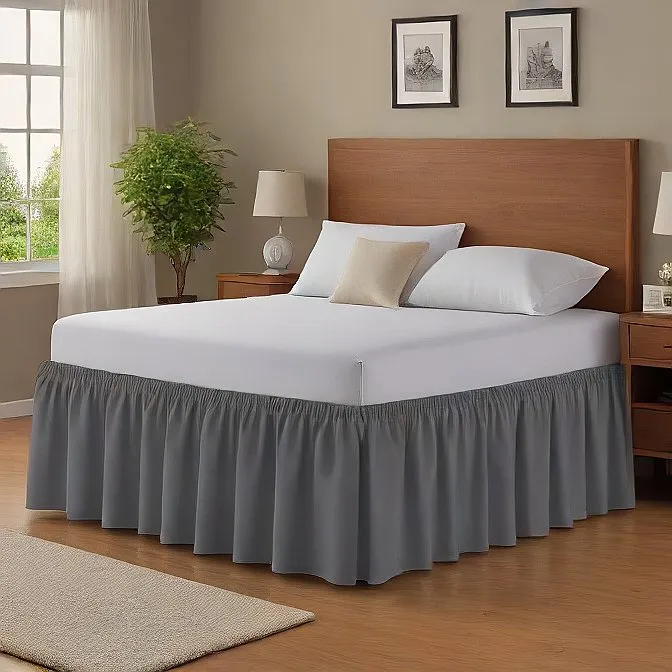34" Inch Drop Wrap-Around Bed Skirt Ivory 1-Piece Egyptian Cotton