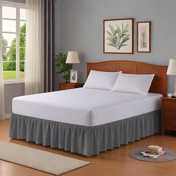 34" Inch Drop Wrap-Around Bed Skirt Ivory 1-Piece Egyptian Cotton