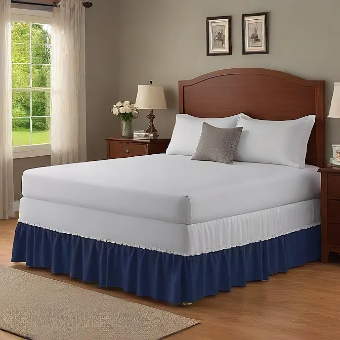 34" Inch Drop Wrap-Around Bed Skirt Ivory 1-Piece Egyptian Cotton