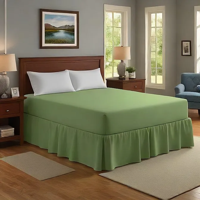 34" Inch Drop Wrap-Around Bed Skirt Ivory 1-Piece Egyptian Cotton