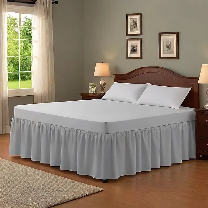 34" Inch Drop Wrap-Around Bed Skirt Ivory 1-Piece Egyptian Cotton