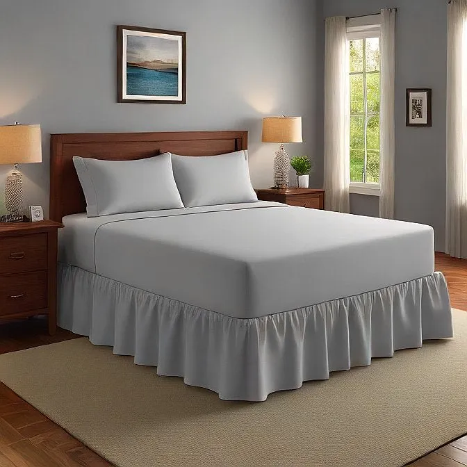 34" Inch Drop Wrap-Around Bed Skirt Ivory 1-Piece Egyptian Cotton