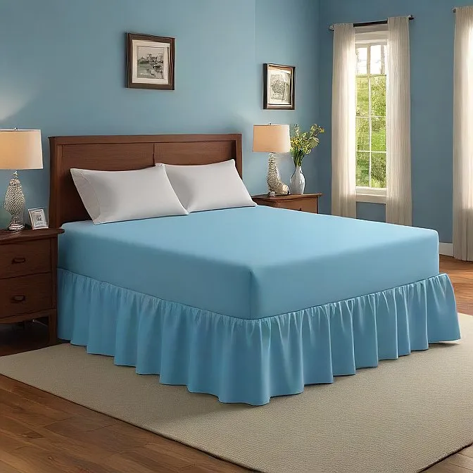 34" Inch Drop Wrap-Around Bed Skirt Ivory 1-Piece Egyptian Cotton