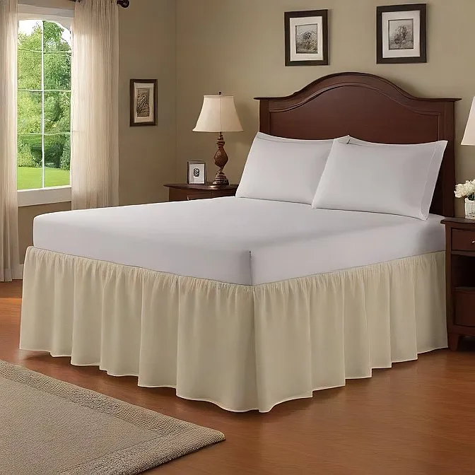 34" Inch Drop Wrap-Around Bed Skirt Ivory 1-Piece Egyptian Cotton