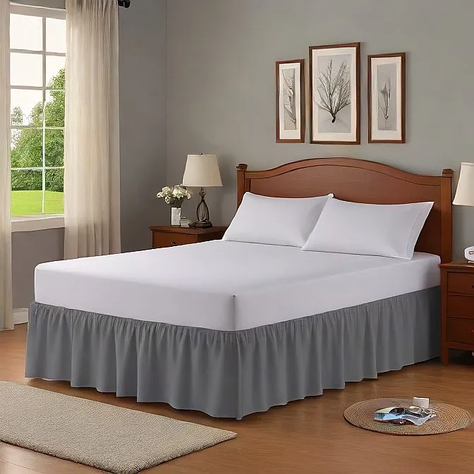 34" Inch Drop Wrap-Around Bed Skirt Ivory 1-Piece Egyptian Cotton