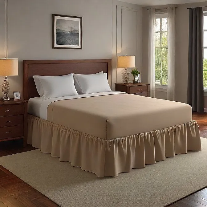 34" Inch Drop Wrap-Around Bed Skirt Ivory 1-Piece Egyptian Cotton