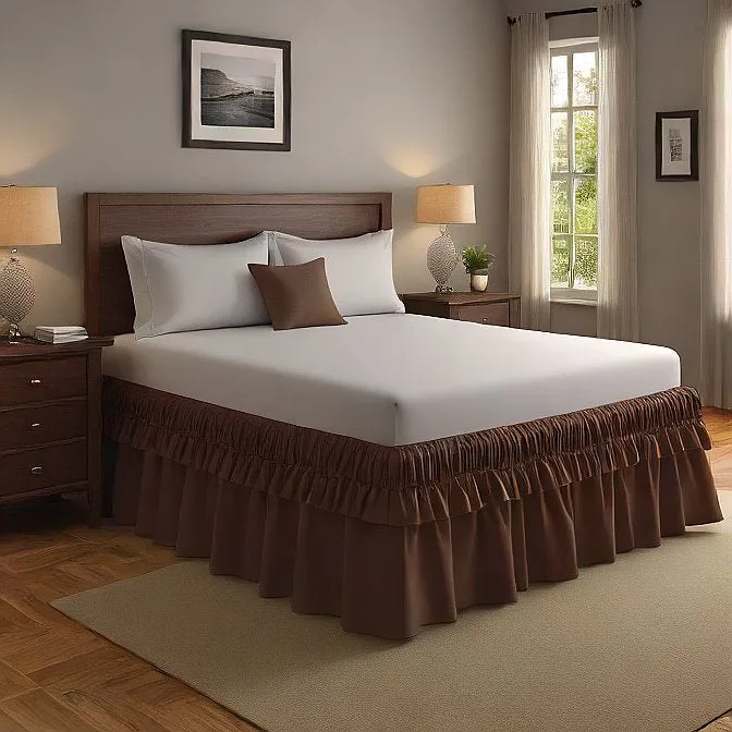 34" Inch Drop Wrap-Around Bed Skirt Ivory 1-Piece Egyptian Cotton