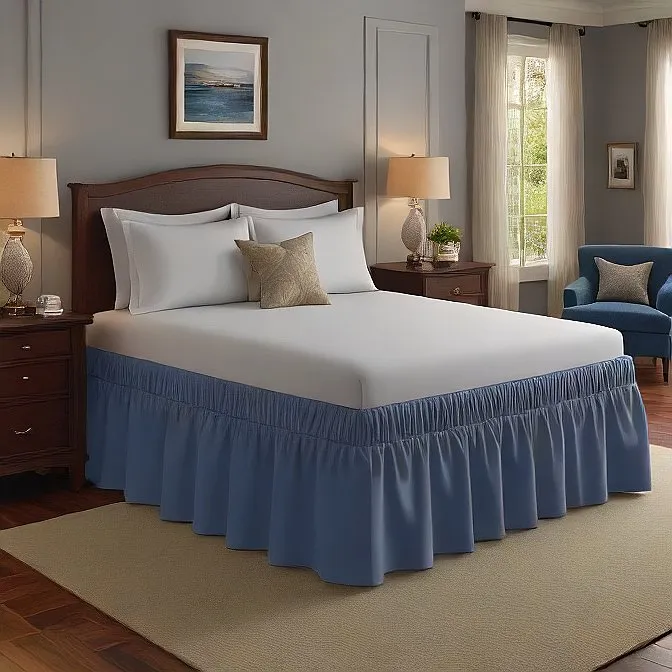 34" Inch Drop Wrap-Around Bed Skirt Ivory 1-Piece Egyptian Cotton