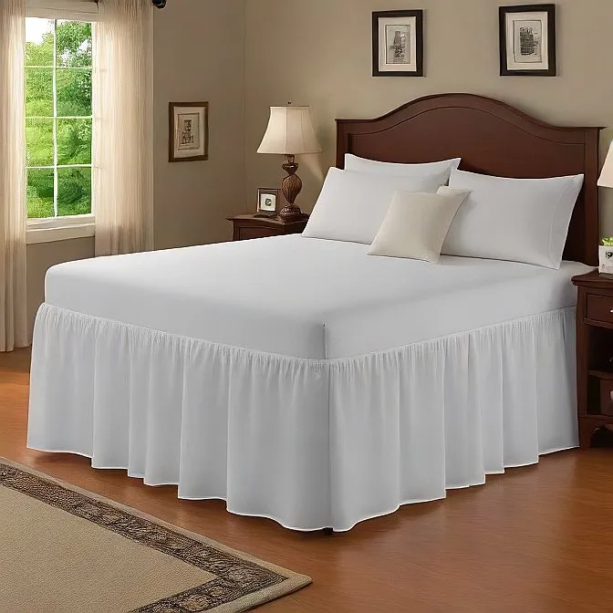 34" Inch Drop Wrap-Around Bed Skirt Ivory 1-Piece Egyptian Cotton