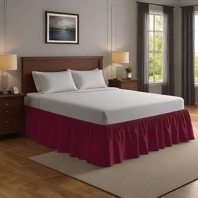 34" Inch Drop Wrap-Around Bed Skirt Ivory 1-Piece Egyptian Cotton