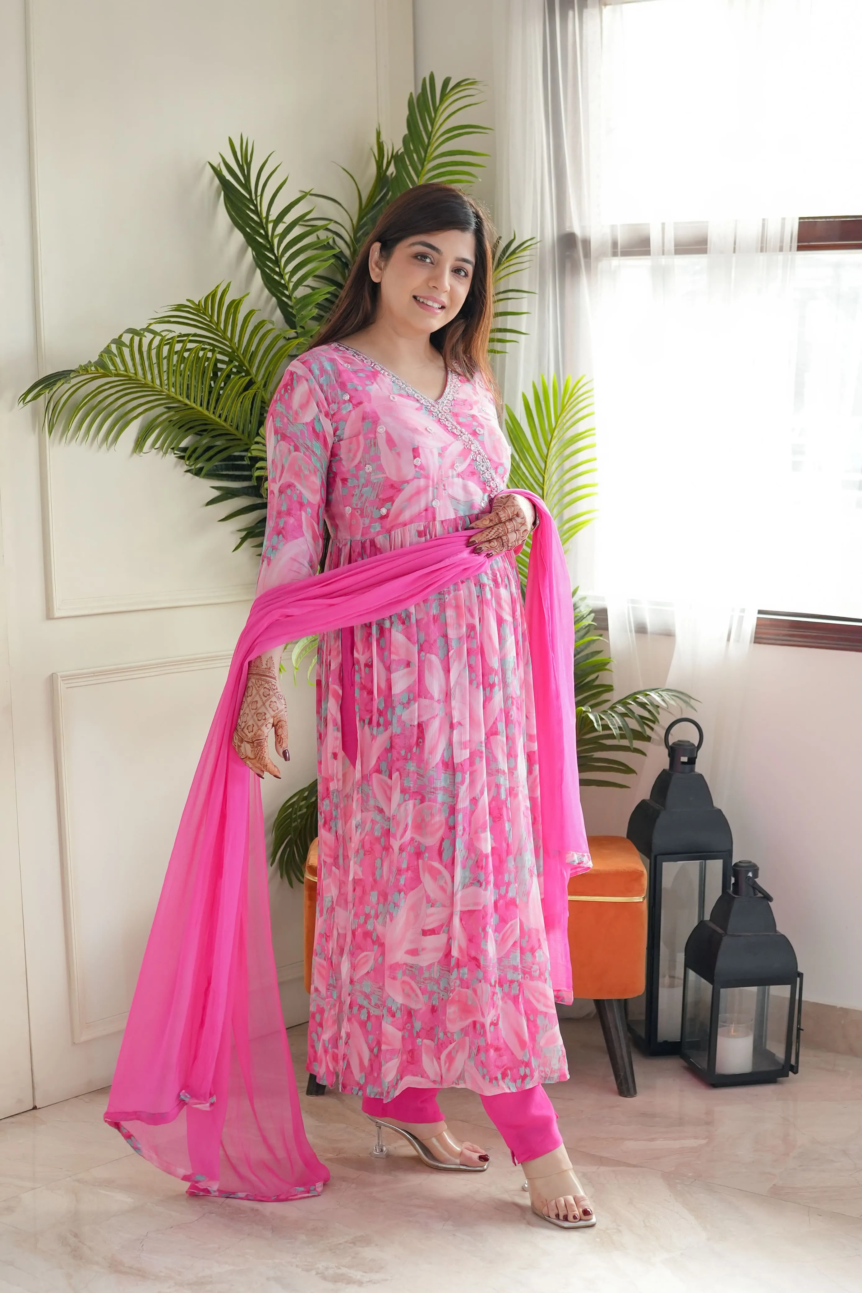 Beautiful Designer Party Wear Summer Angrakha Style Cotton Salwar Suit