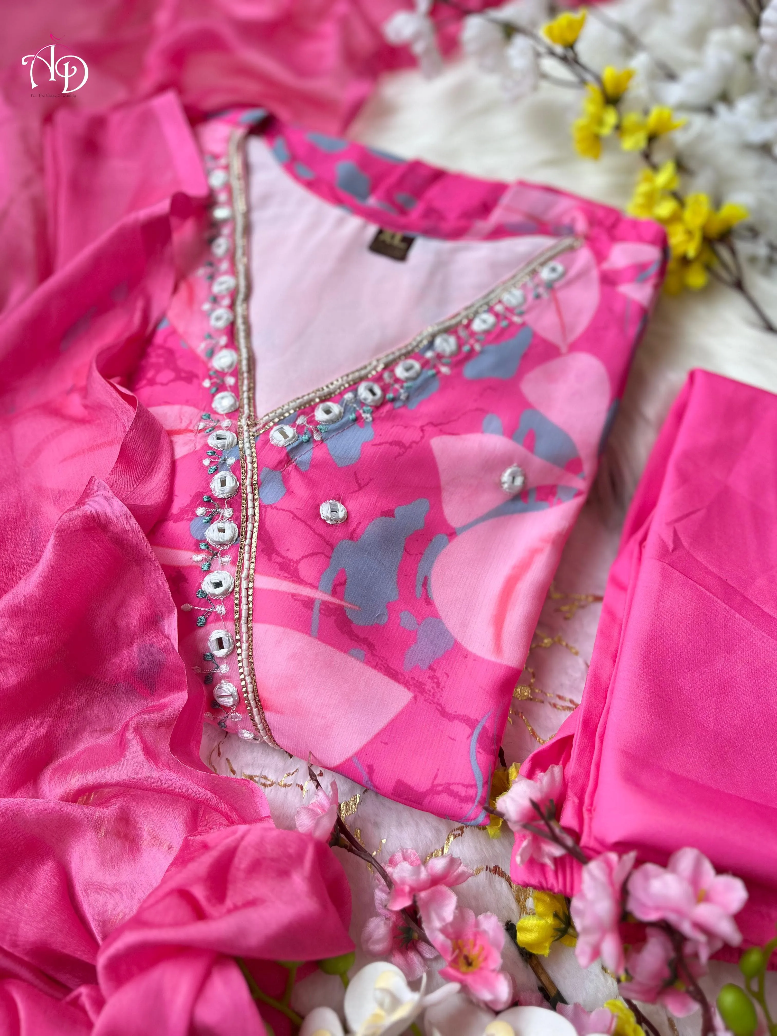 Beautiful Designer Party Wear Summer Angrakha Style Cotton Salwar Suit