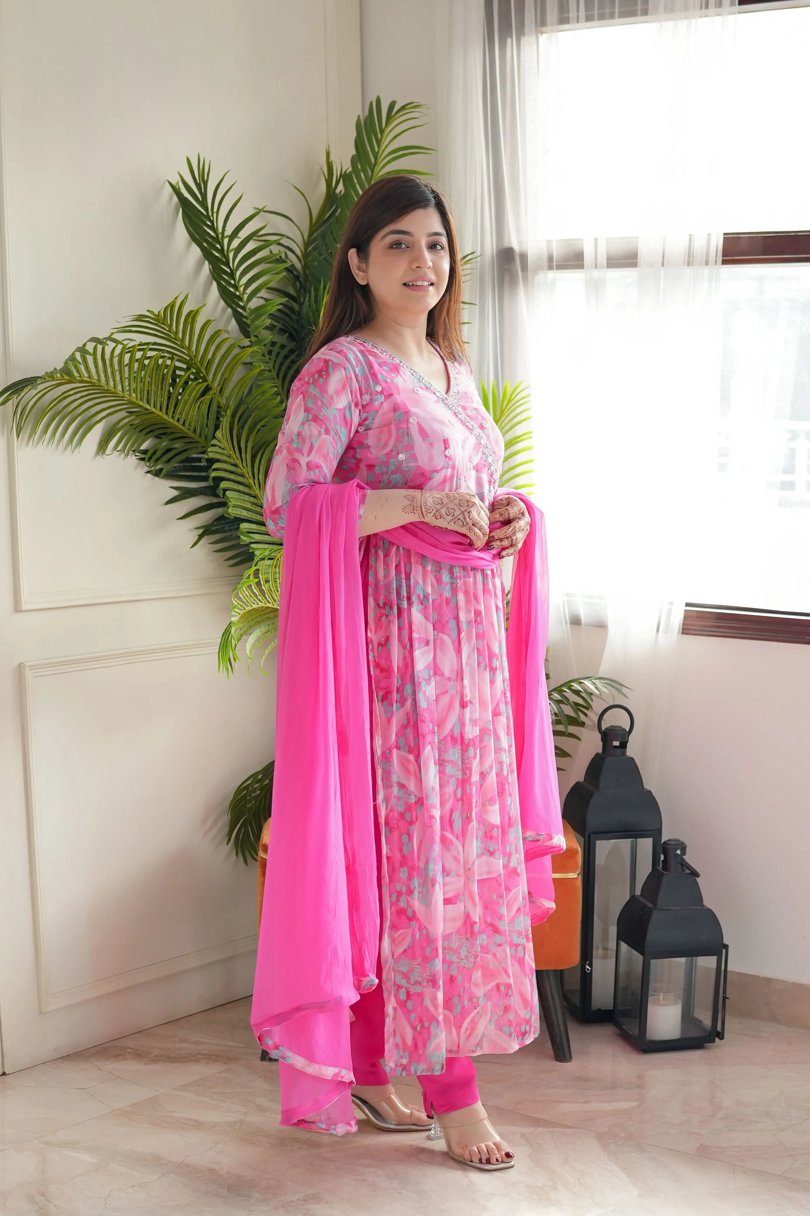 Beautiful Designer Party Wear Summer Angrakha Style Cotton Salwar Suit