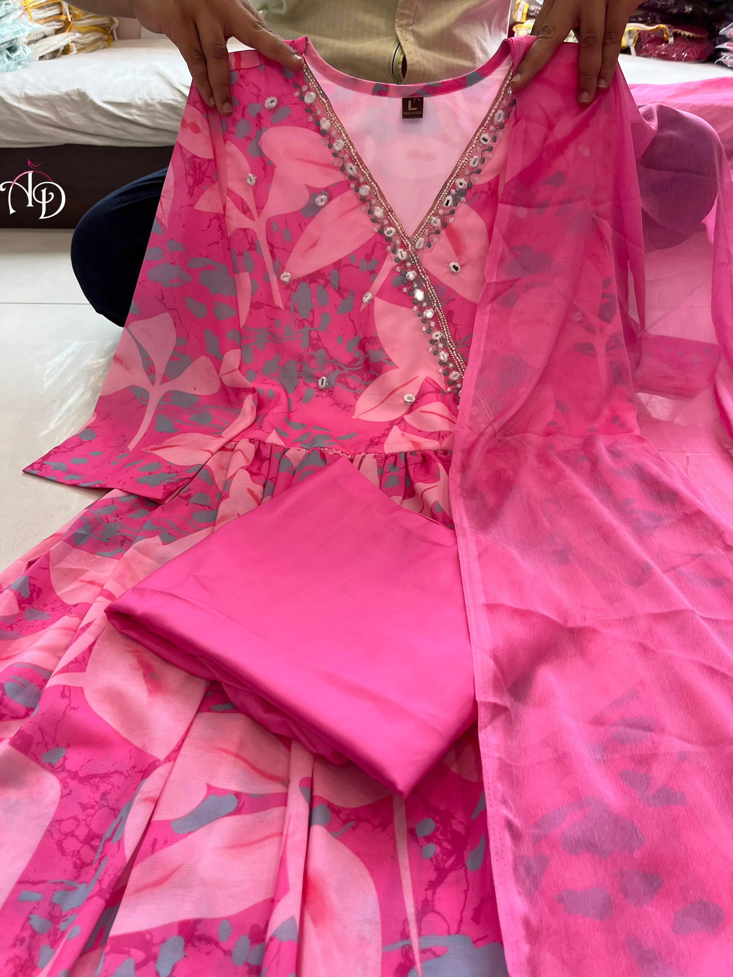Beautiful Designer Party Wear Summer Angrakha Style Cotton Salwar Suit