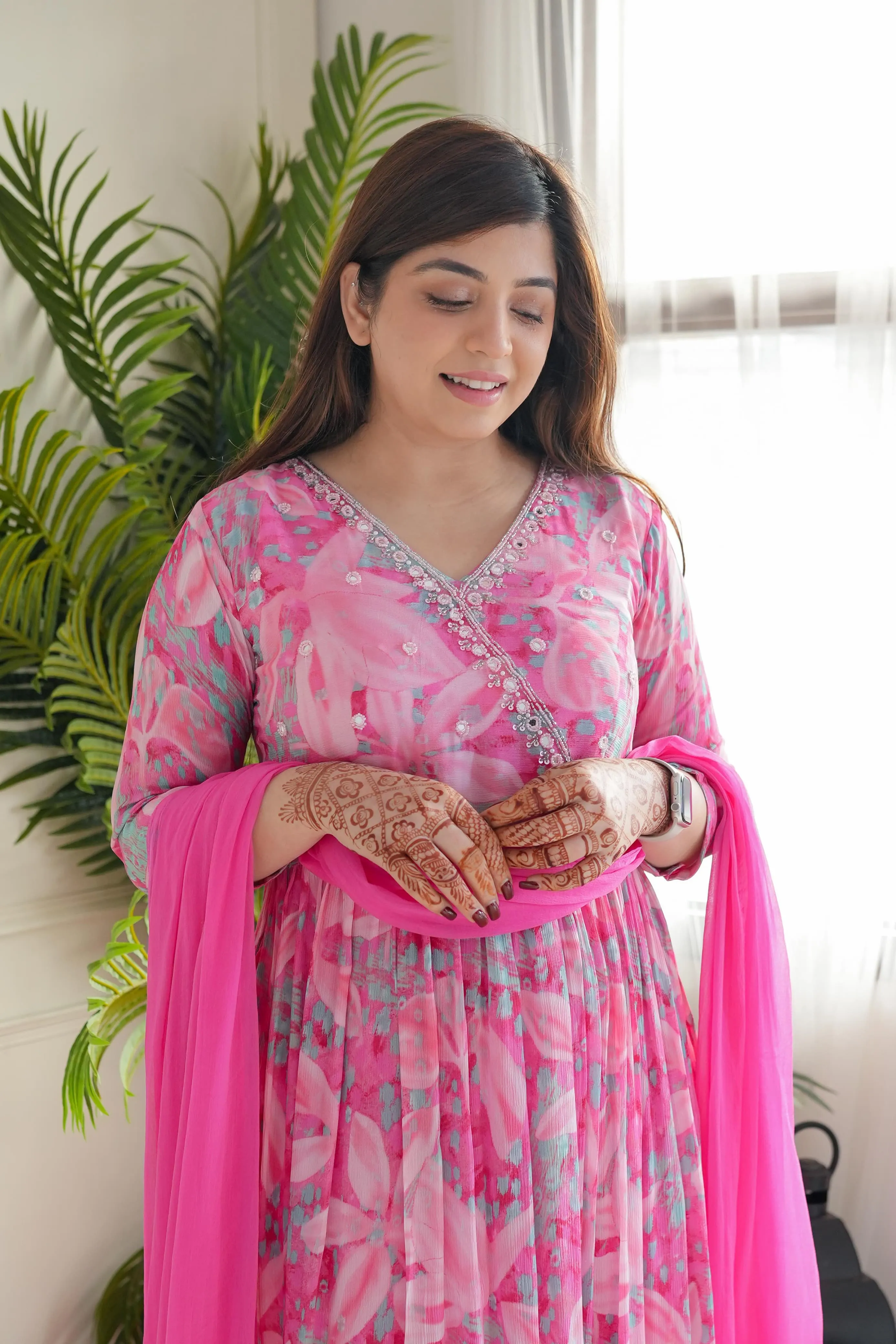 Beautiful Designer Party Wear Summer Angrakha Style Cotton Salwar Suit