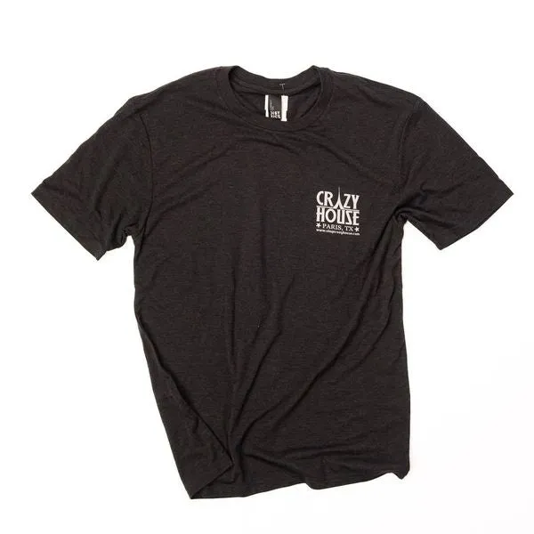 Black Crazy House Specialty T-shirt with Texas On The Back