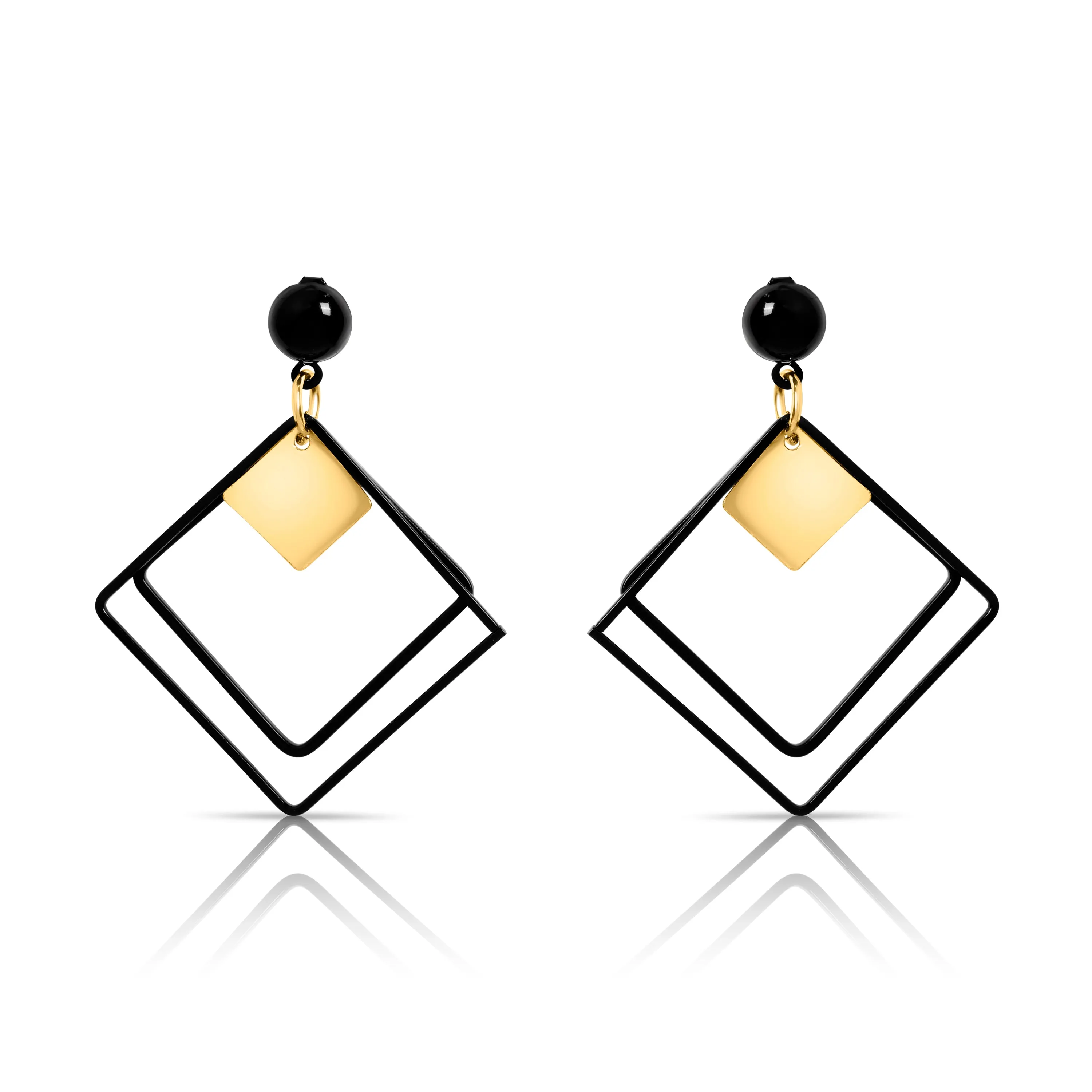 Black Double Diamond Earrings