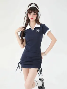 College Dress American Style Drawstring Lapel
