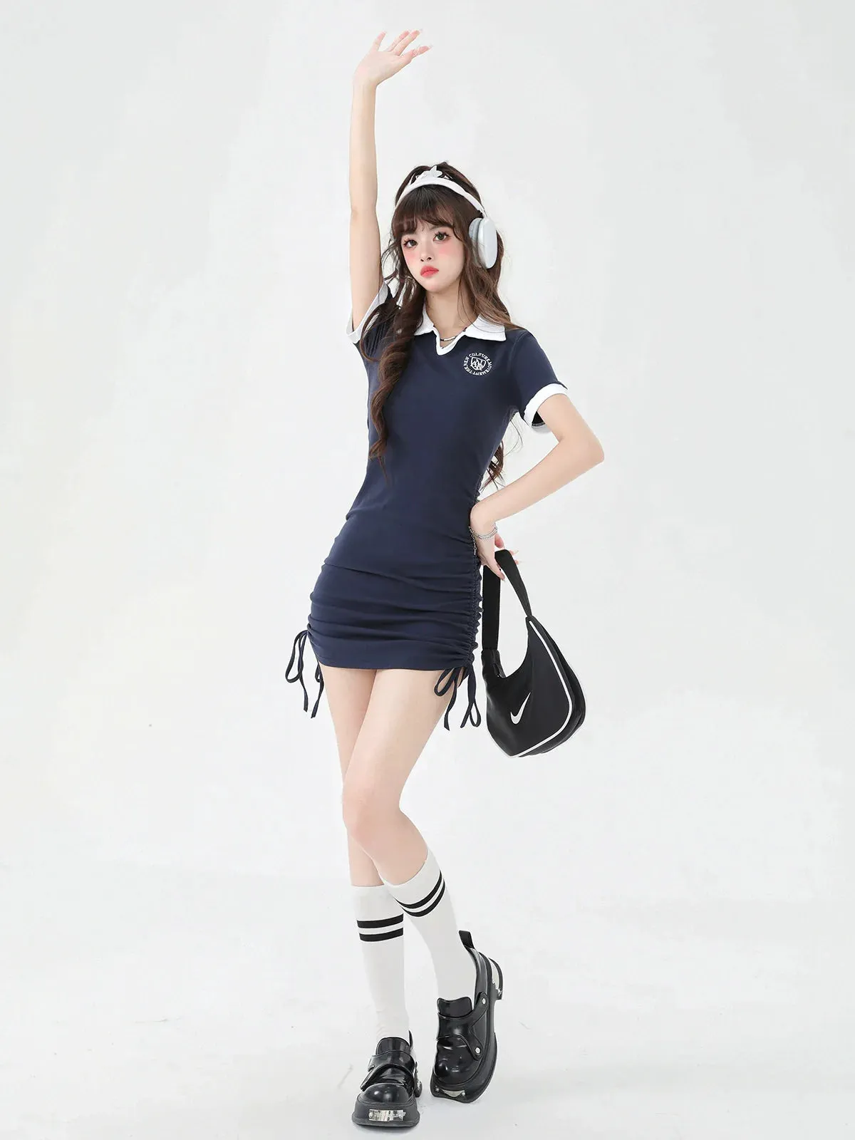 College Dress American Style Drawstring Lapel