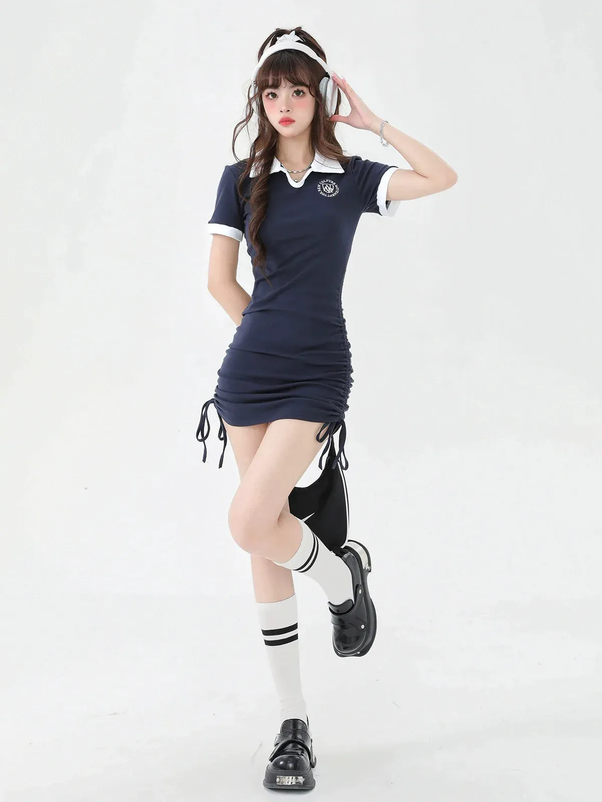 College Dress American Style Drawstring Lapel
