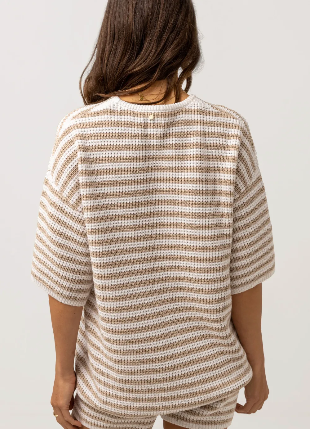Corsica Knit Oversized Tee - Oatmarle Stripe