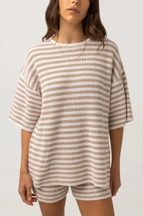 Corsica Knit Oversized Tee - Oatmarle Stripe