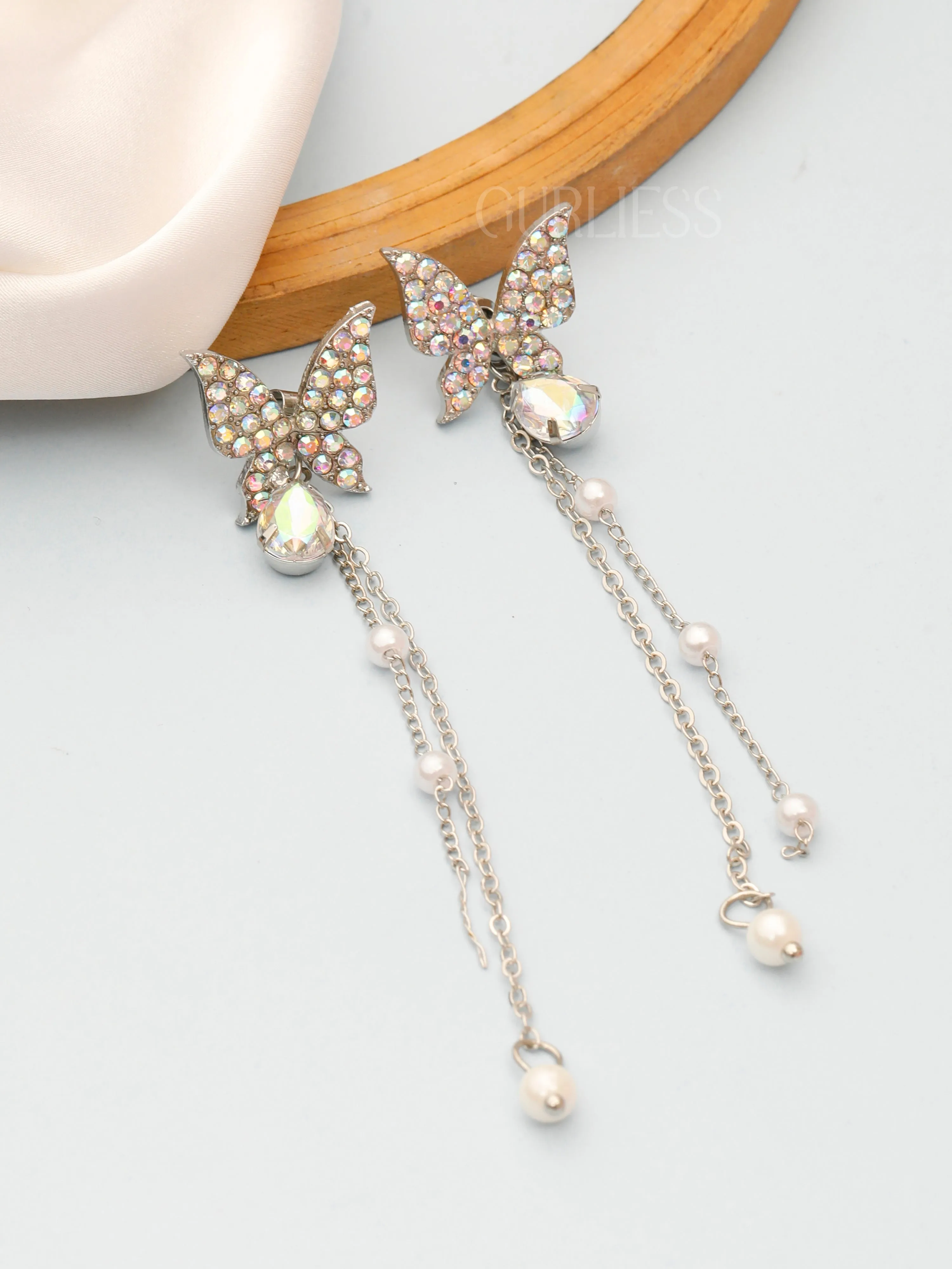 Crystal Butterfly Drop Earrings