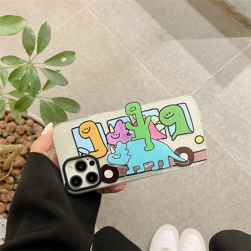 Kawaii Korean Cartoon Dinosaur iPhone Case