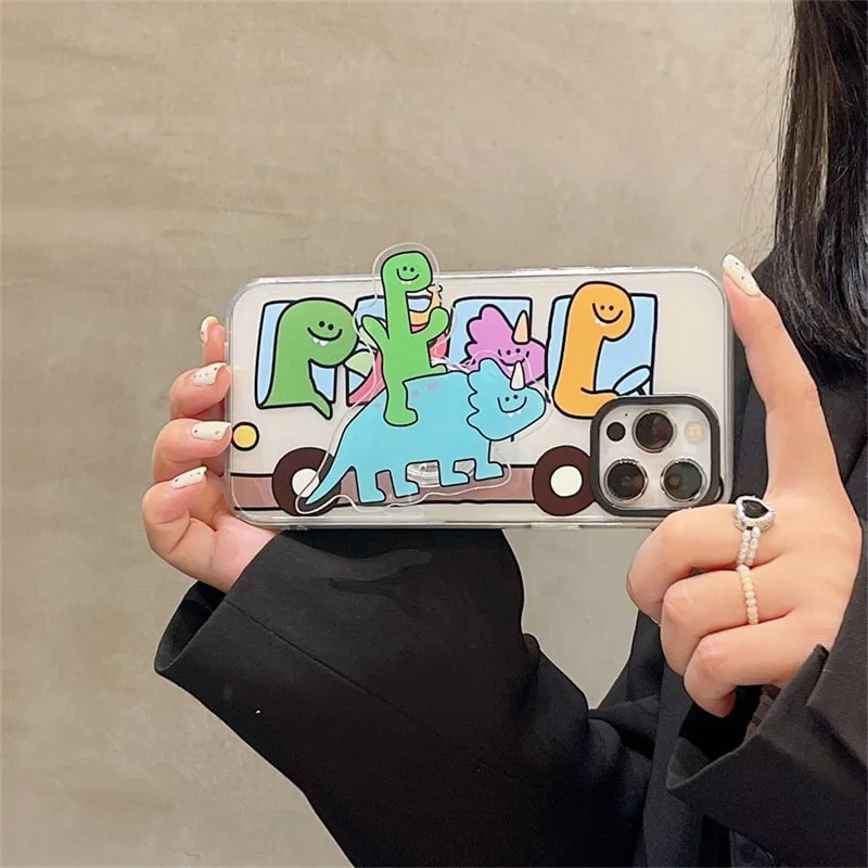 Kawaii Korean Cartoon Dinosaur iPhone Case