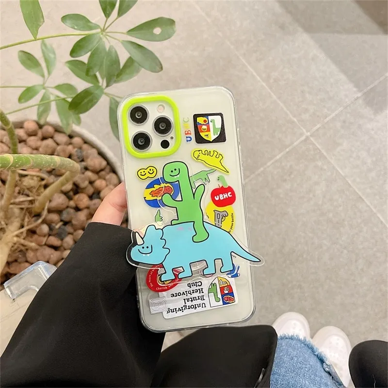 Kawaii Korean Cartoon Dinosaur iPhone Case