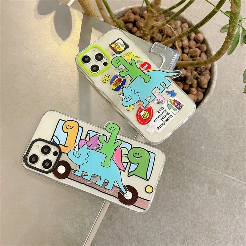 Kawaii Korean Cartoon Dinosaur iPhone Case