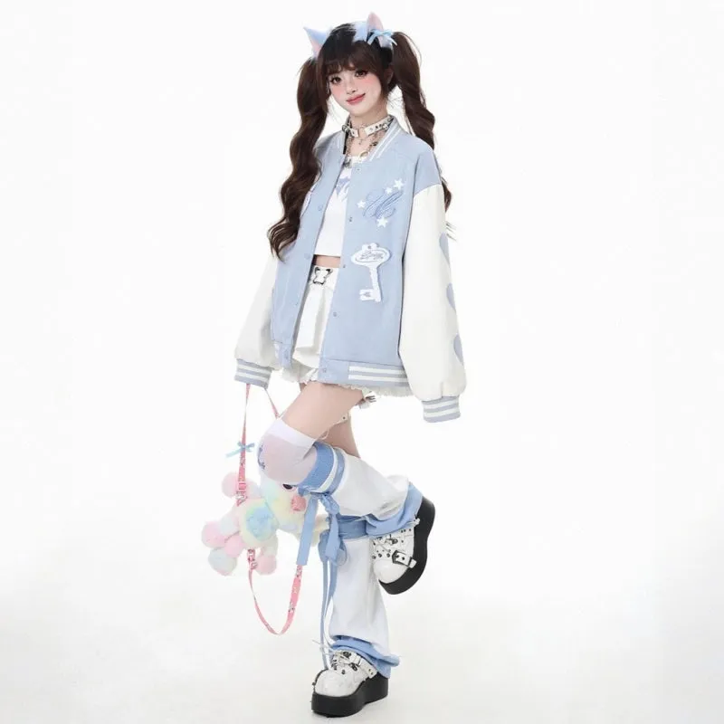 Korean Sweet Style Candy Color Baseball Jacket