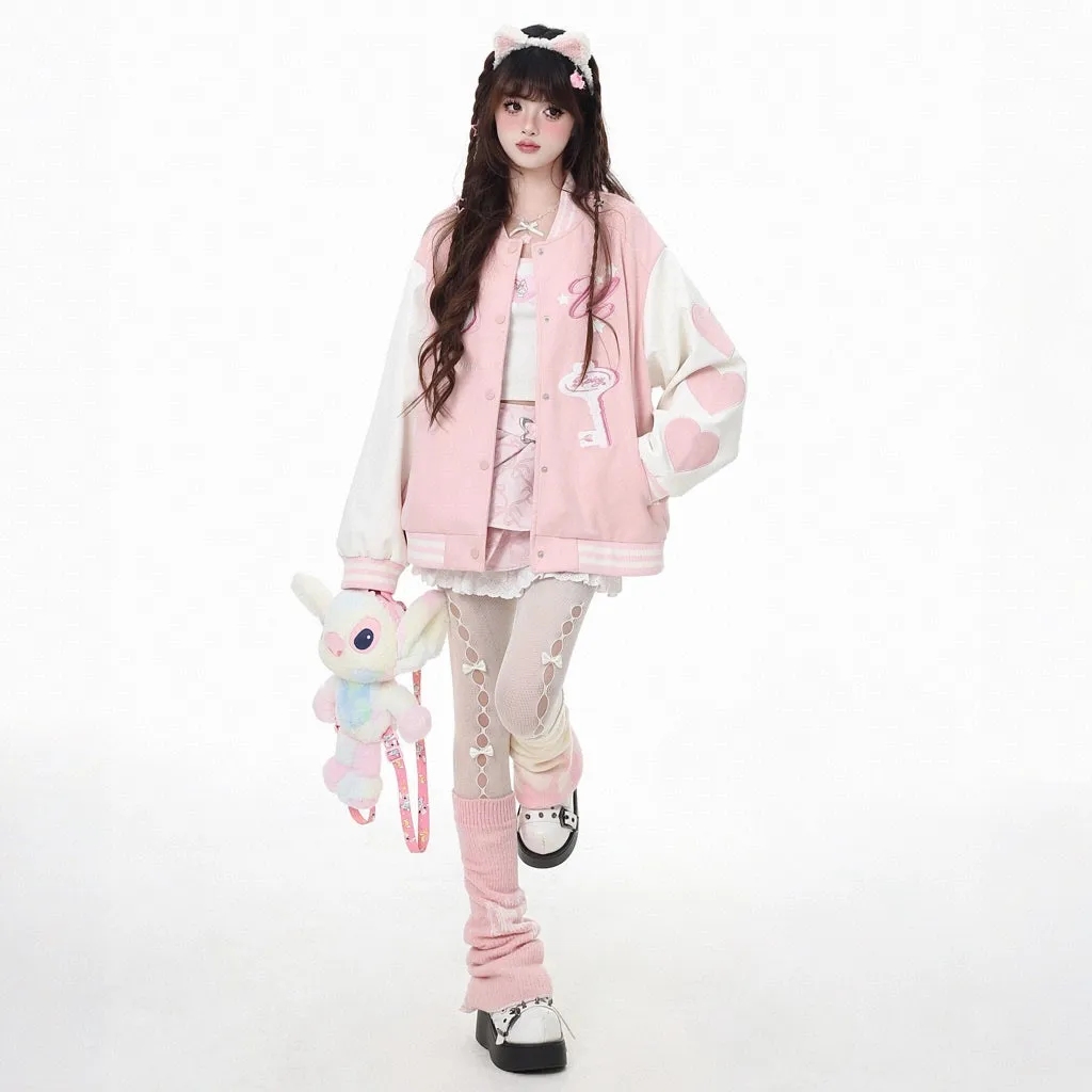 Korean Sweet Style Candy Color Baseball Jacket