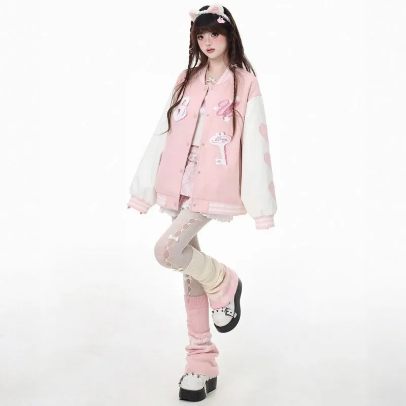 Korean Sweet Style Candy Color Baseball Jacket