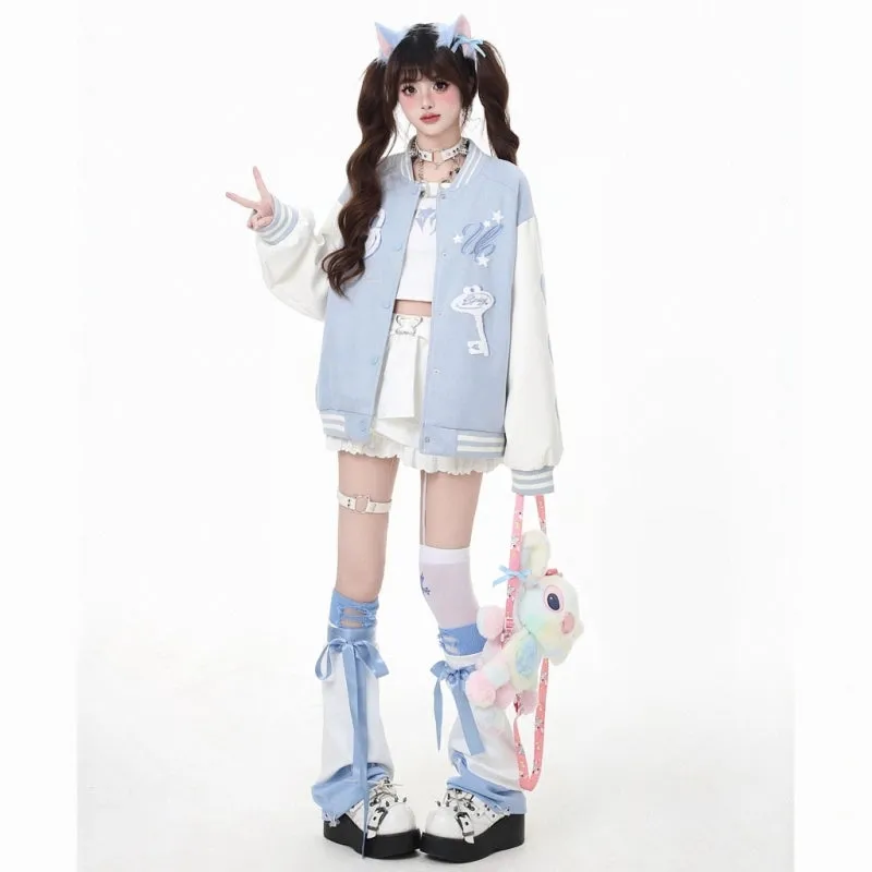 Korean Sweet Style Candy Color Baseball Jacket