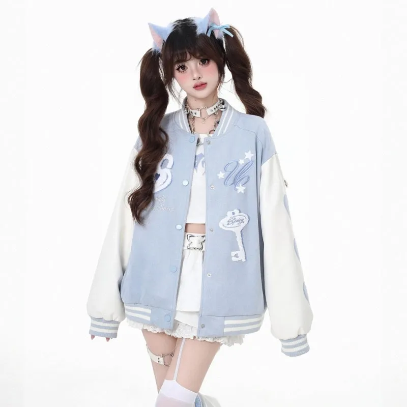 Korean Sweet Style Candy Color Baseball Jacket