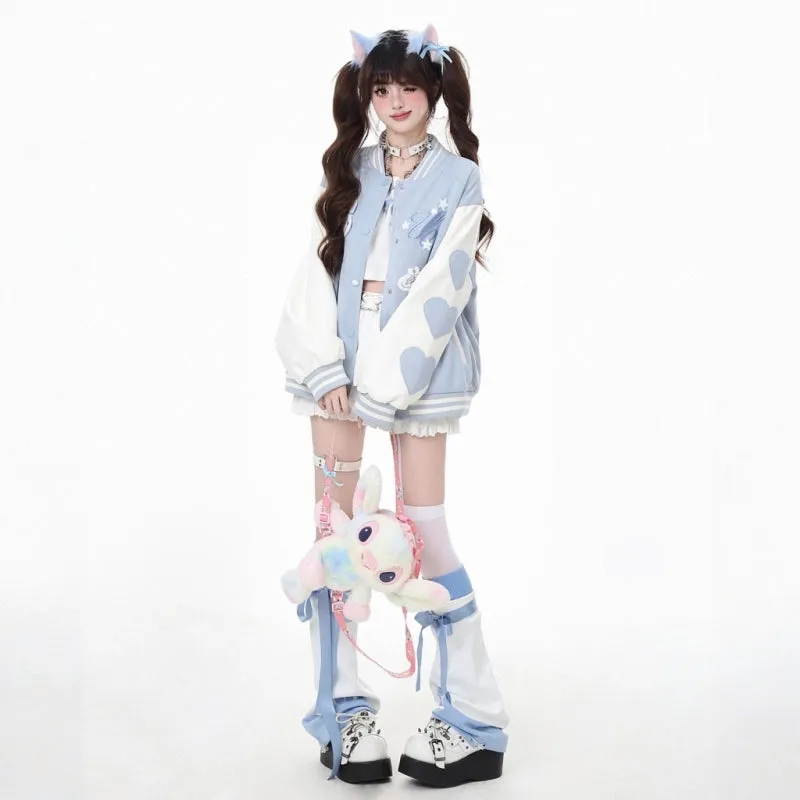 Korean Sweet Style Candy Color Baseball Jacket