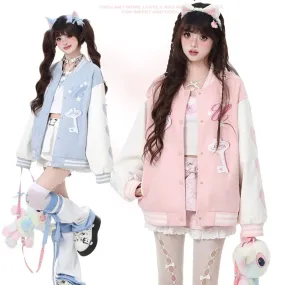 Korean Sweet Style Candy Color Baseball Jacket