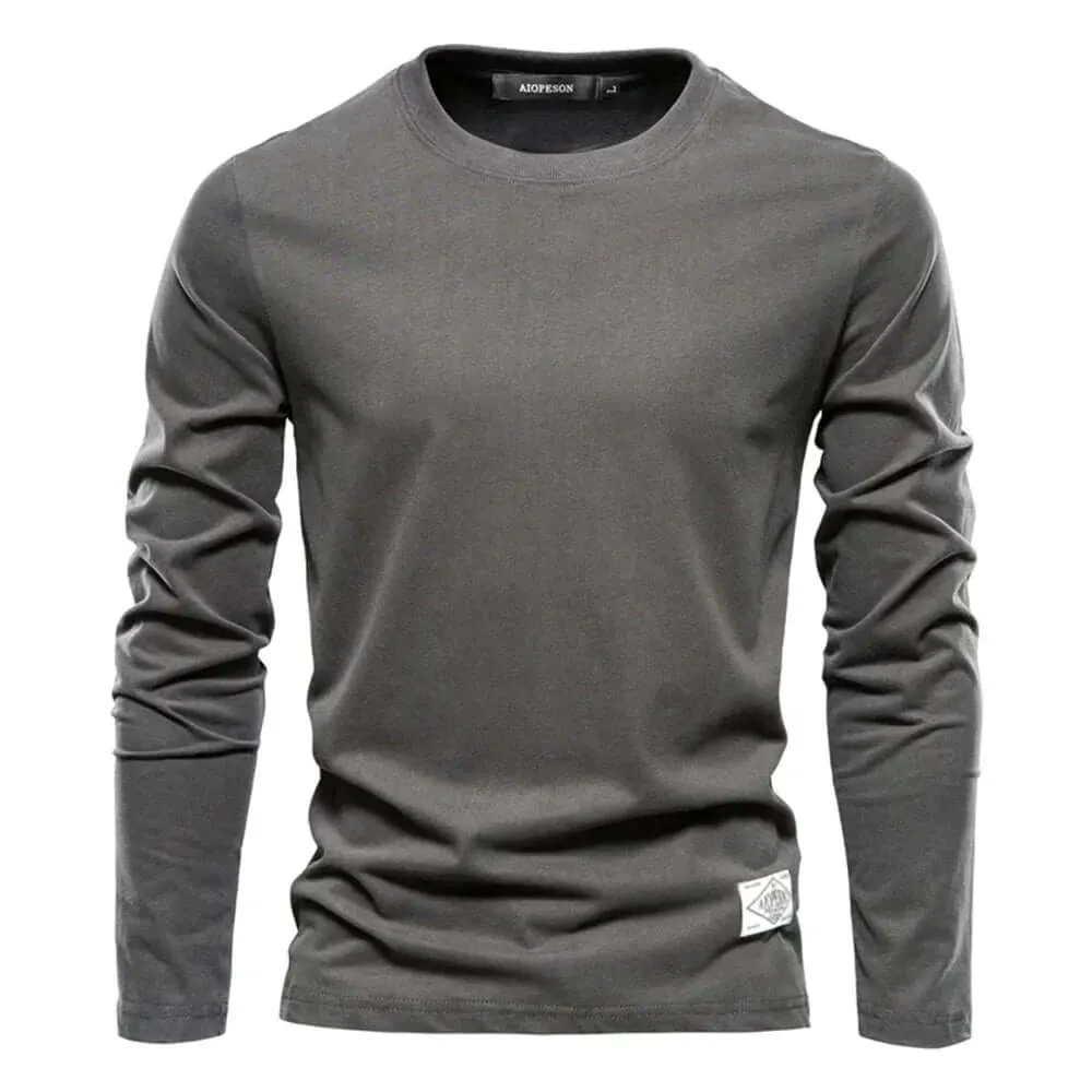 Men's Long-Sleeve Casual Crewneck T-Shirt: Relaxed Fit Tee