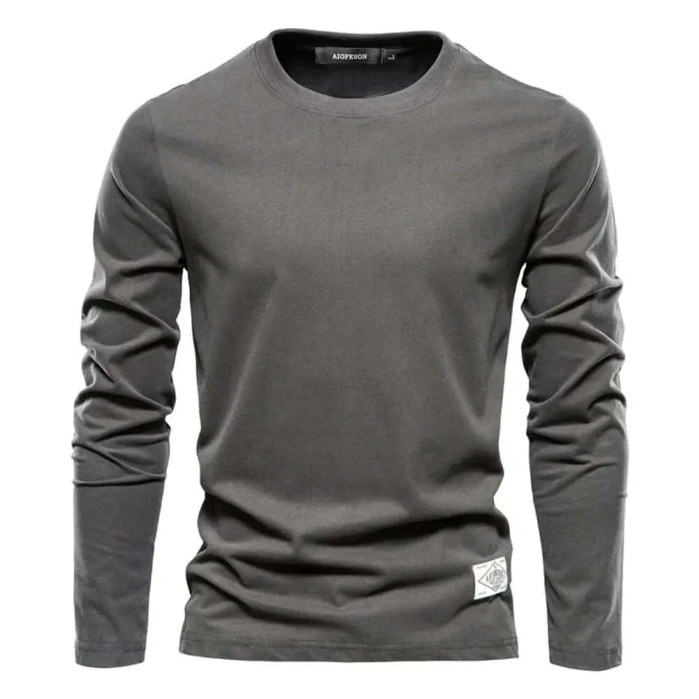 Men's Long-Sleeve Casual Crewneck T-Shirt: Relaxed Fit Tee