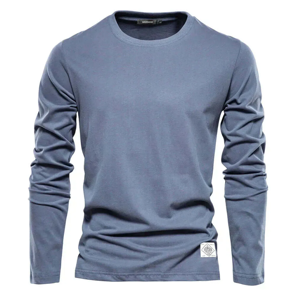 Men's Long-Sleeve Casual Crewneck T-Shirt: Relaxed Fit Tee