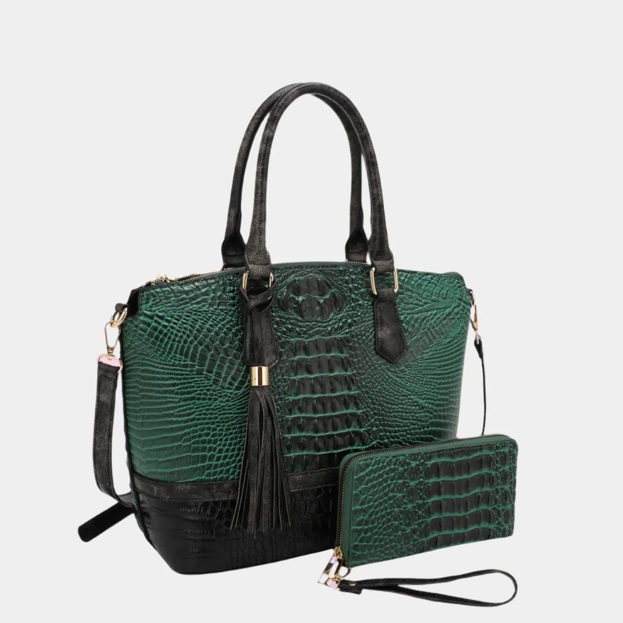 Sienna Crocodile-Embossed Tote Bag Set