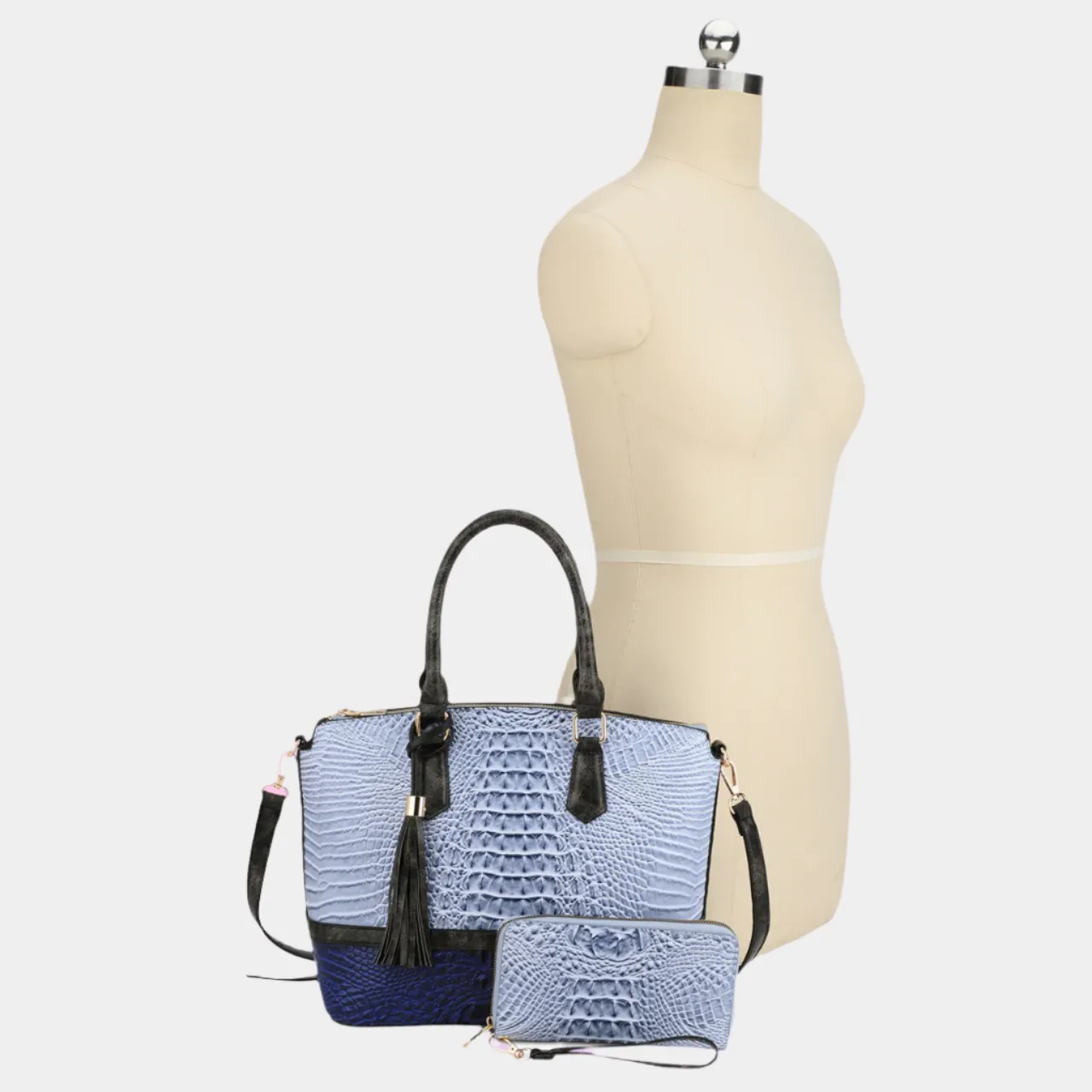 Sienna Crocodile-Embossed Tote Bag Set