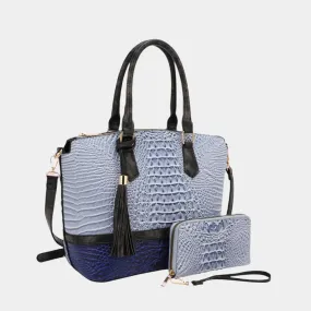 Sienna Crocodile-Embossed Tote Bag Set