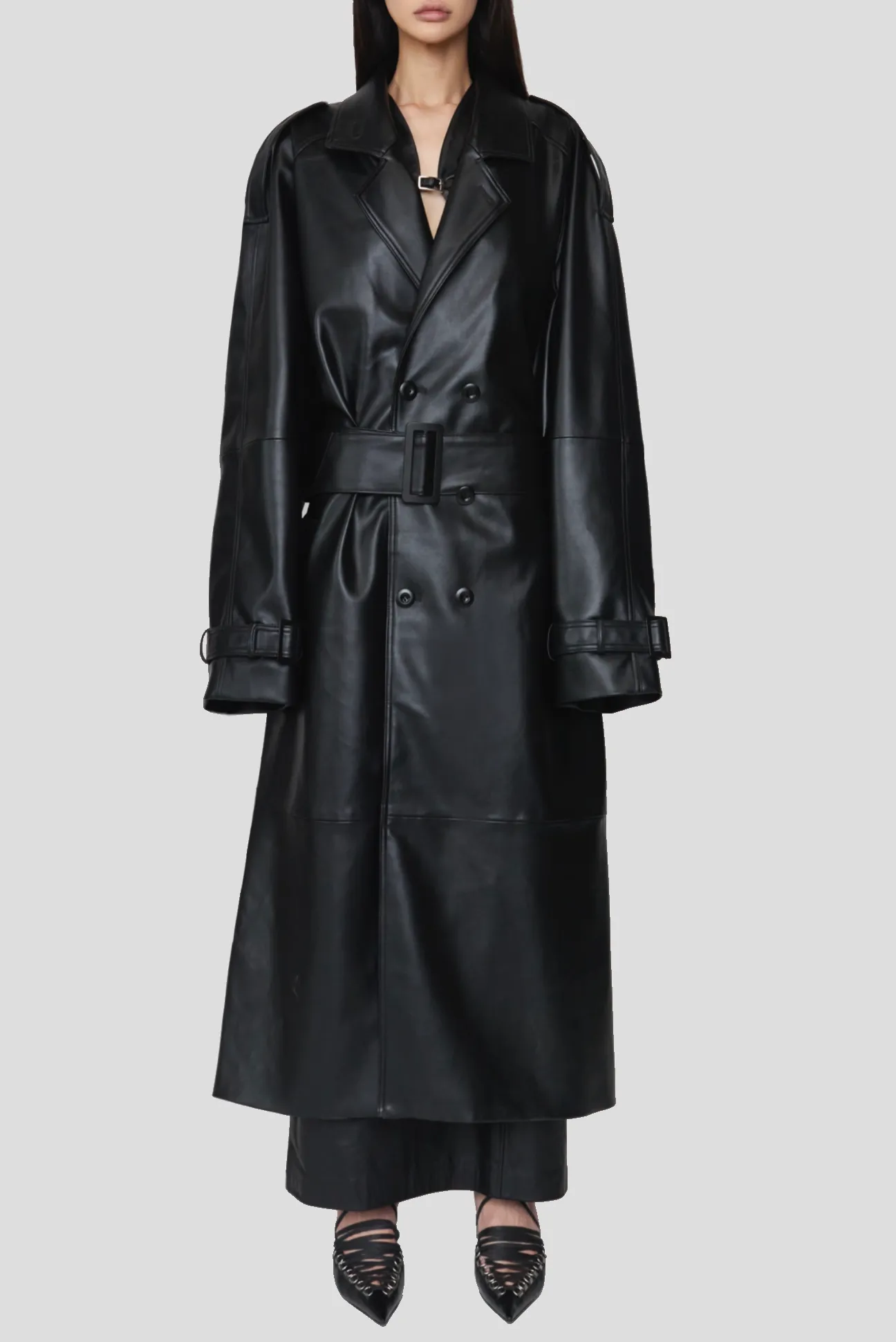 TRINITY LEATHER TRENCH COAT